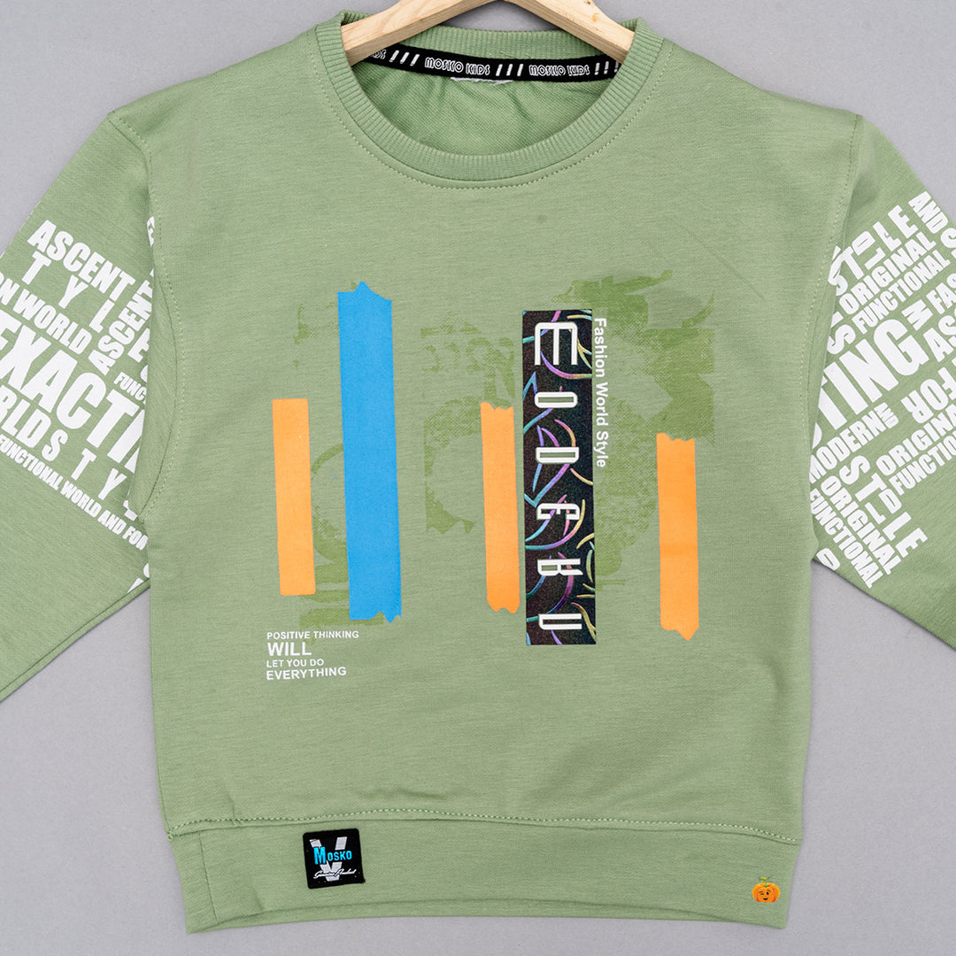 Green Round Neck T-shirt for Boys Close Up 