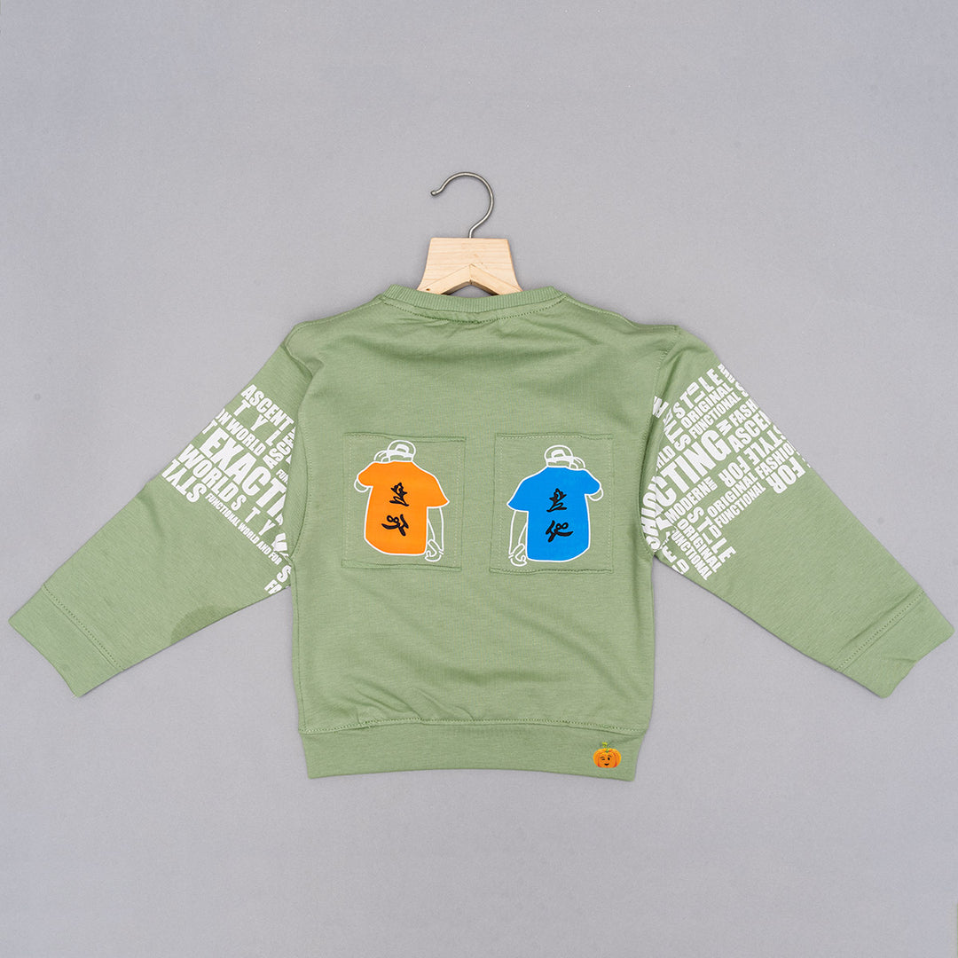 Green Round Neck T-shirt for Boys Back 