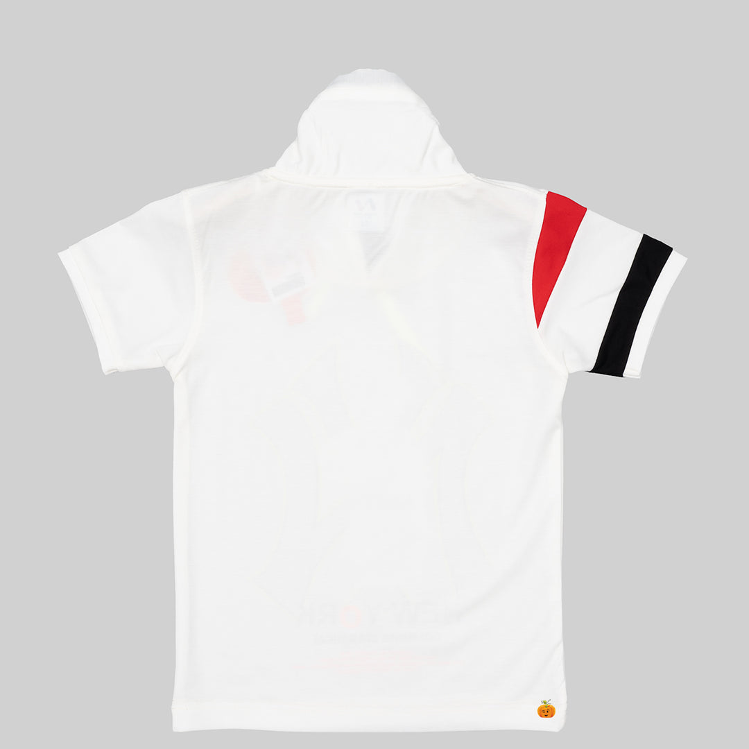 Cream High Neck T-shirt for Boys Back