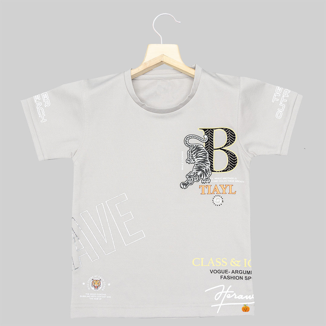 Light Grey Half Sleeves T-shirt for Boys Front 