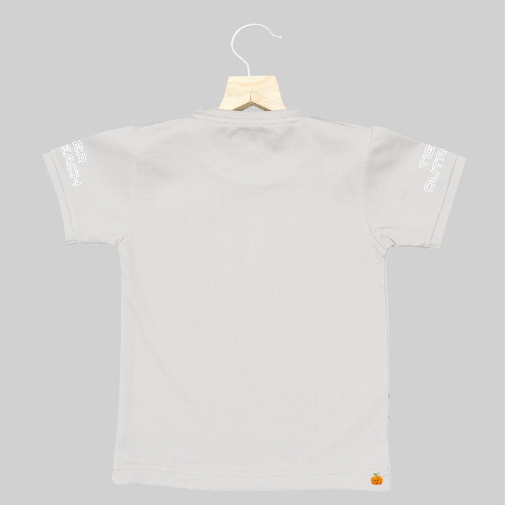 Light Grey Half Sleeves T-shirt for Boys Back