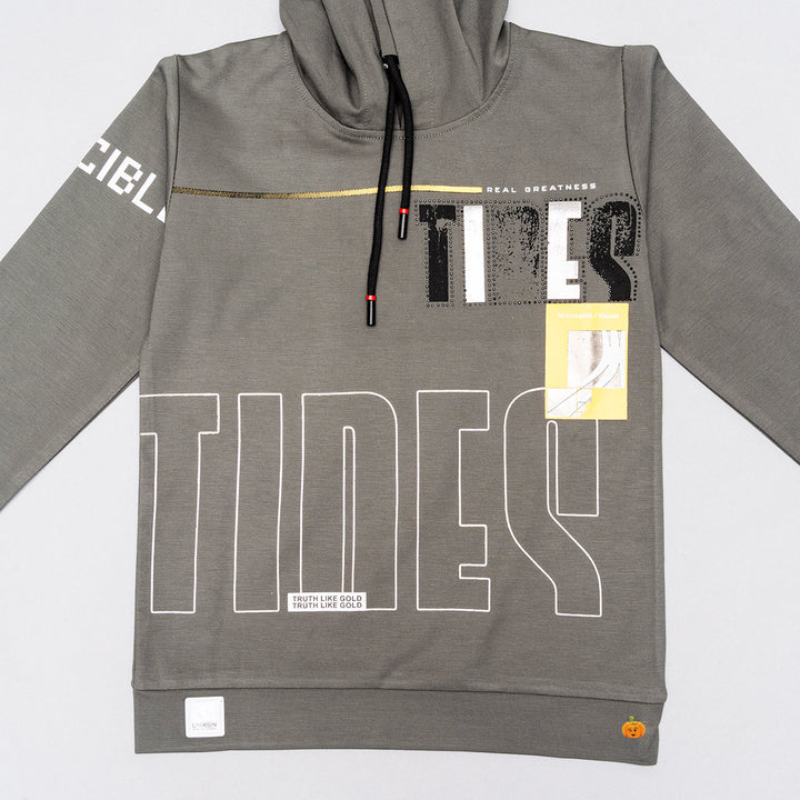 Olive Hoodie T-shirt for Boys Close Up 