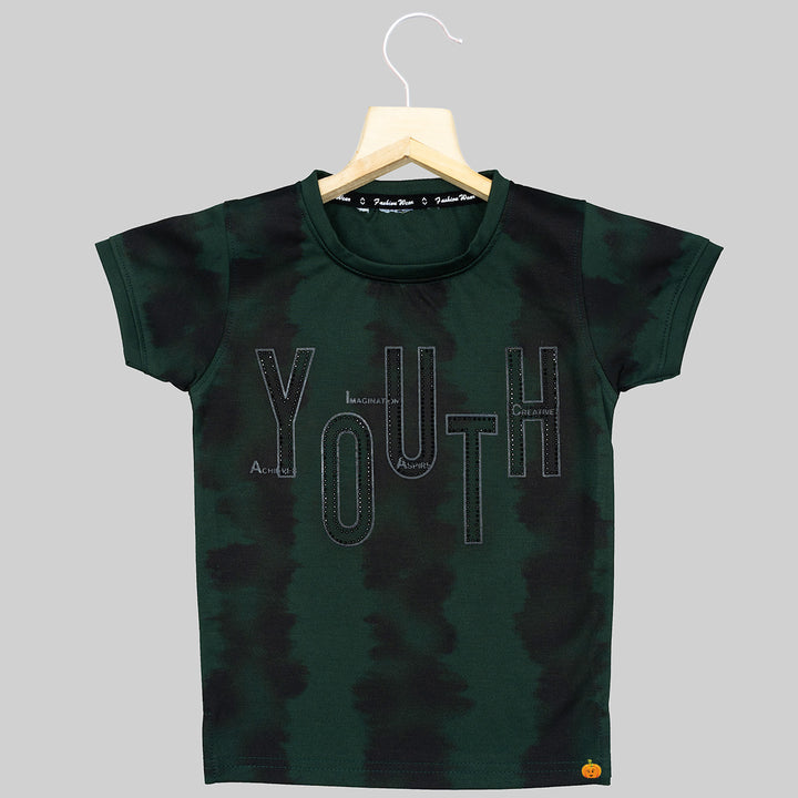 Green Sheded T-shirt for Boys