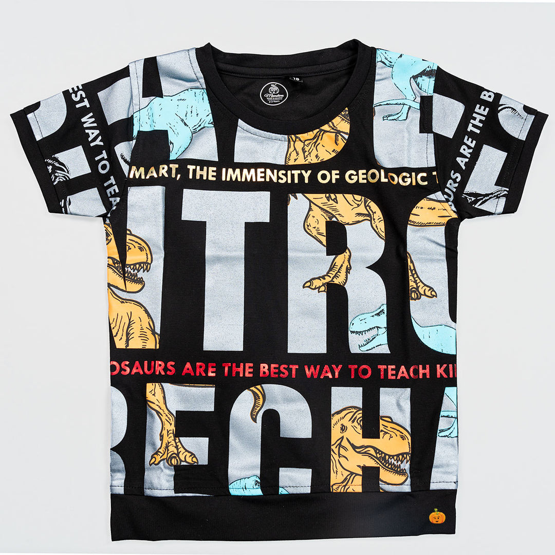 Black Typography Boys T-shirt