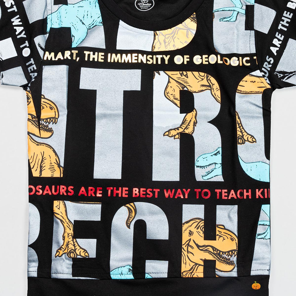 Black Typography Boys T-shirt