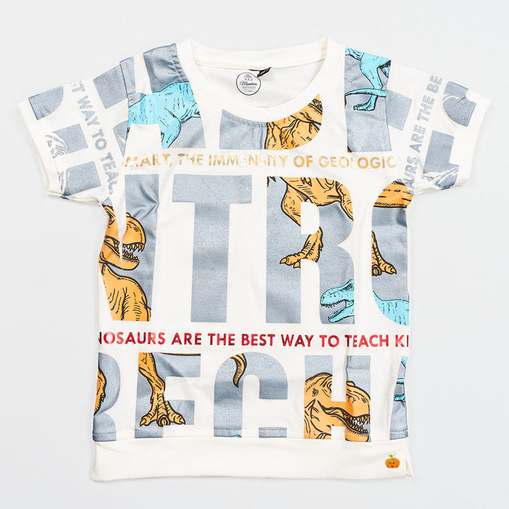 White Typography Boys T-shirt
