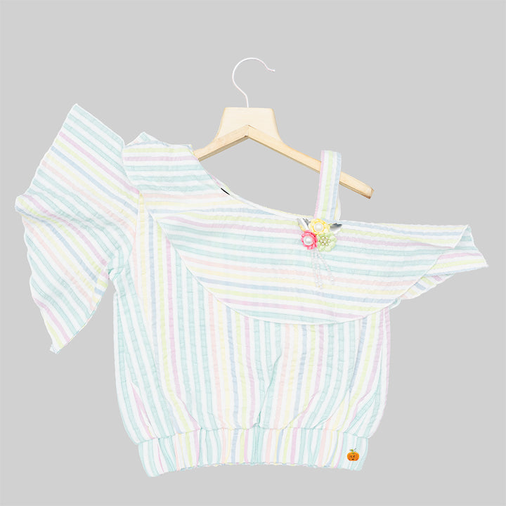 Off Shoulder Striped Girls Top