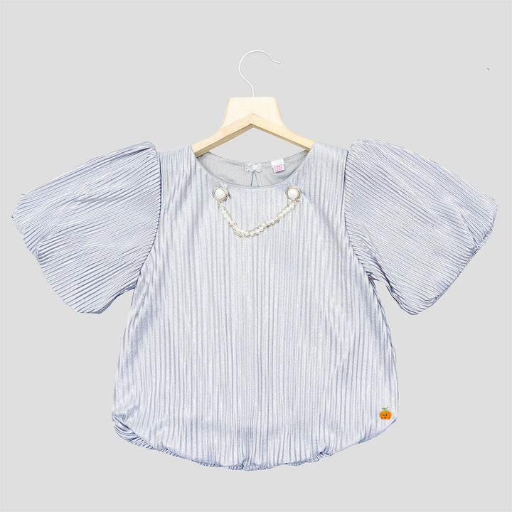Striped Half Sleeves Top for Girls Front 