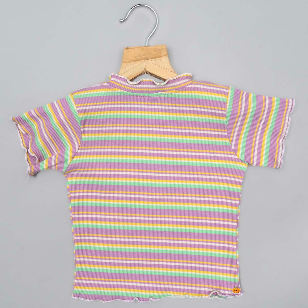 Purple Striped Top for Girls Back View