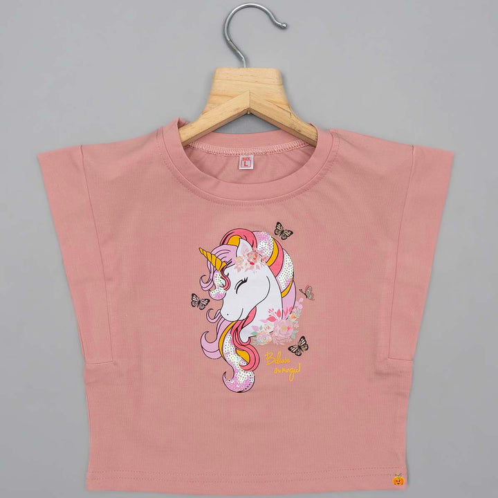 Onion Unicorn Print Girls Top Front View