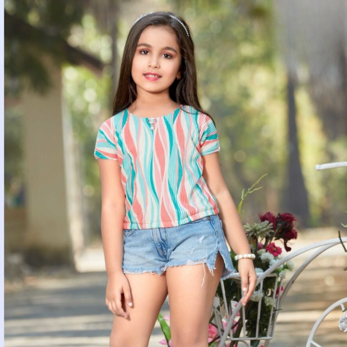 Welcome Style Girls jeans Top Red Color for Kids