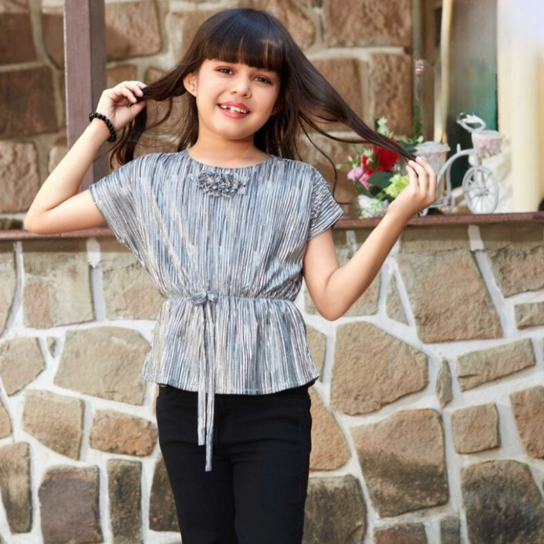 Fawn Striped Girls Top Front 