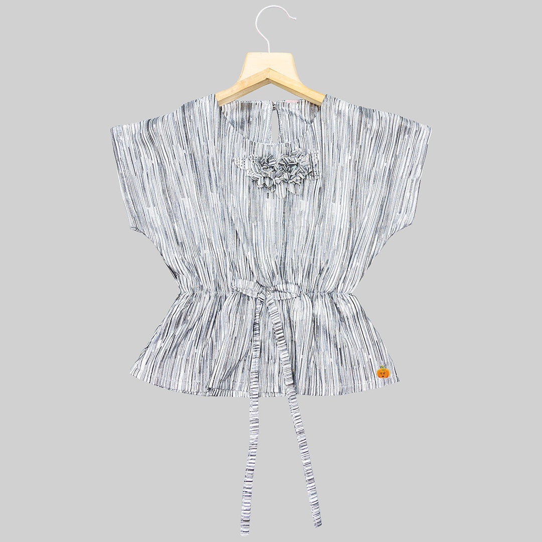 Silver Striped Girls Top Front View
