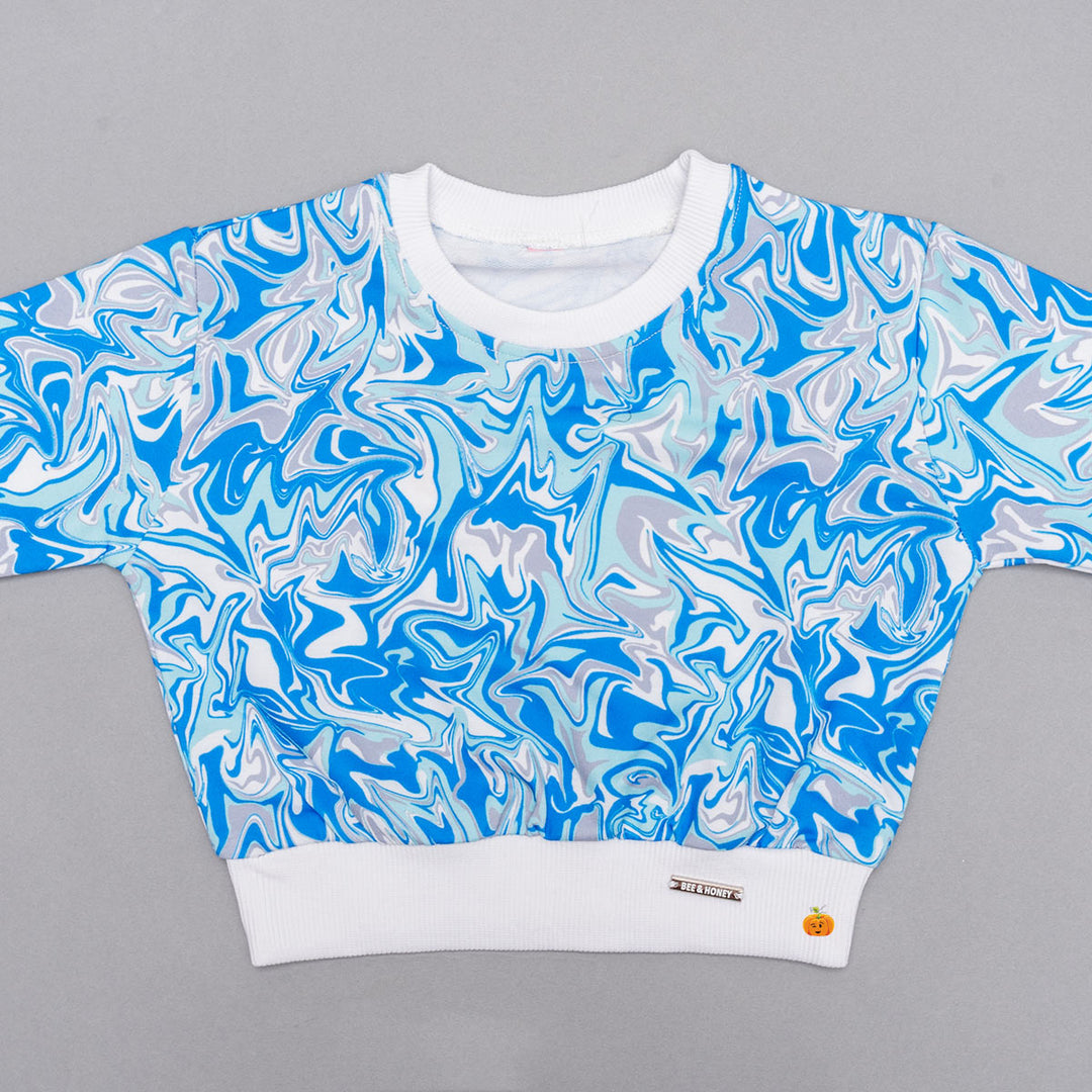 Printed Blue Top for Girls Close Up 