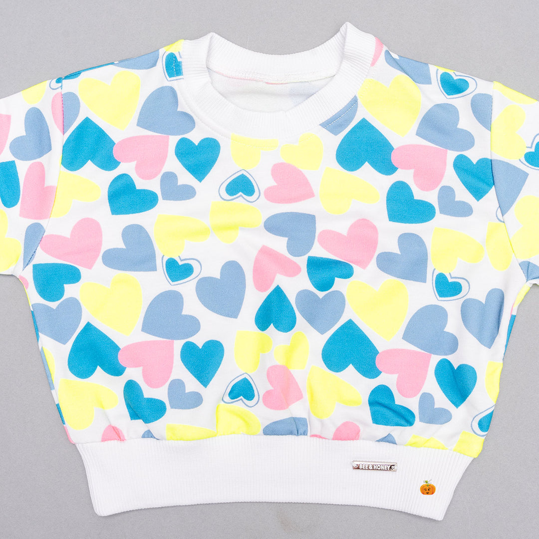 Heart Print Top for Girls Close Up 