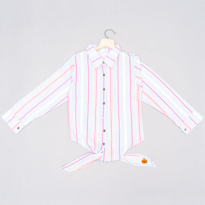 Knotted Striped Top for Girls Front 
