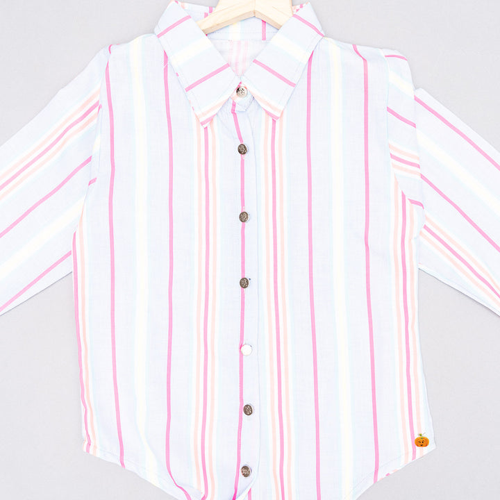 Knotted Striped Top for Girls Close Up