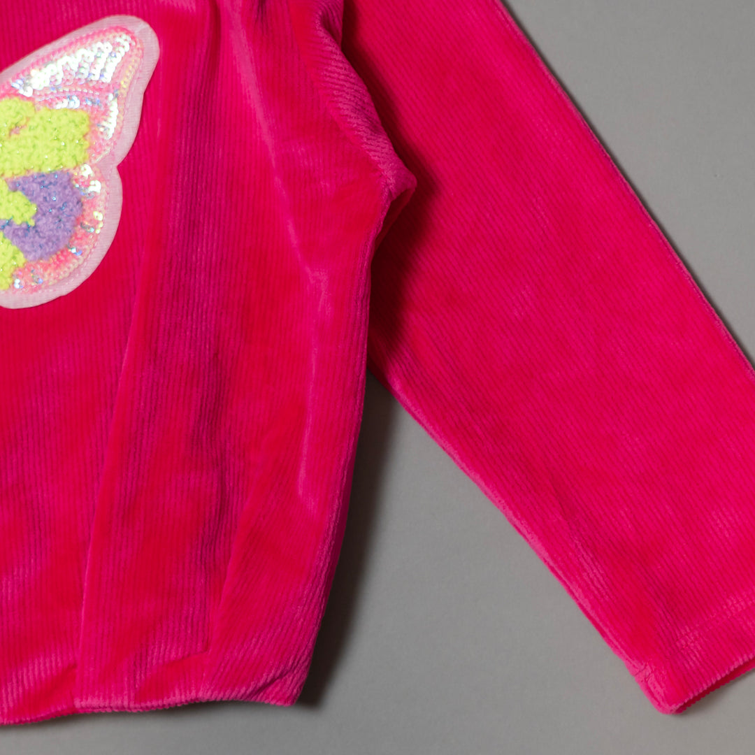 Butterfly Sequin Long-Sleeve Girls Top