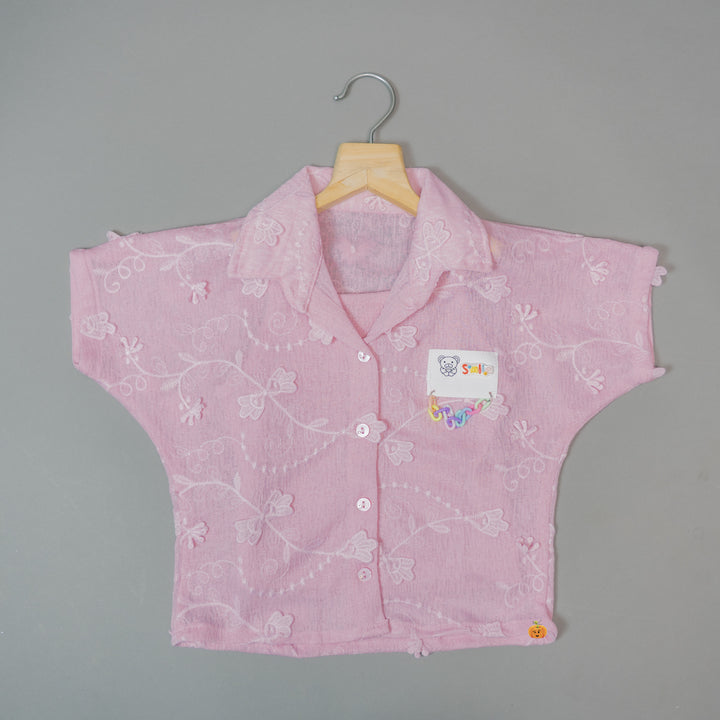 Purple Embroidered Girls Top