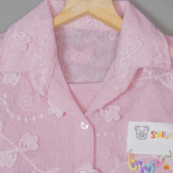 Purple Embroidered Girls Top