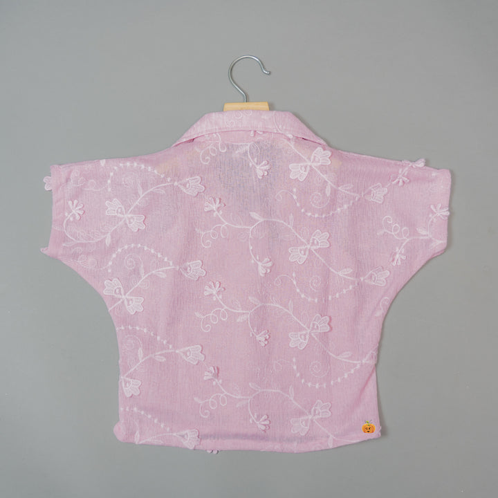 Purple Embroidered Girls Top