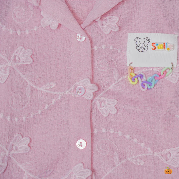 Purple Embroidered Girls Top
