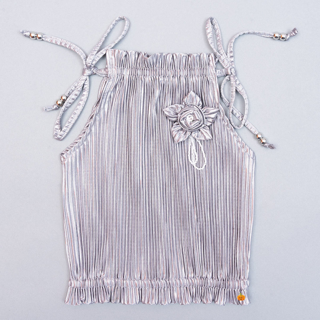 Golden & Silver Shimmering Knotted Girls Top