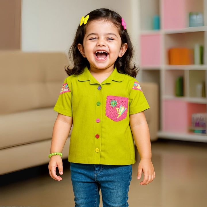 Embroidered Pocket Top for Girls