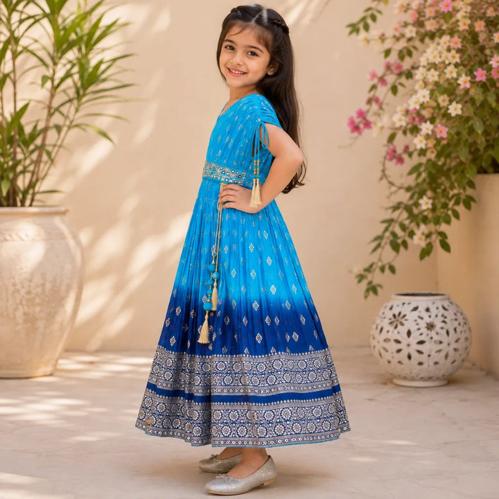 Turquoise Girls Lehenga Choli