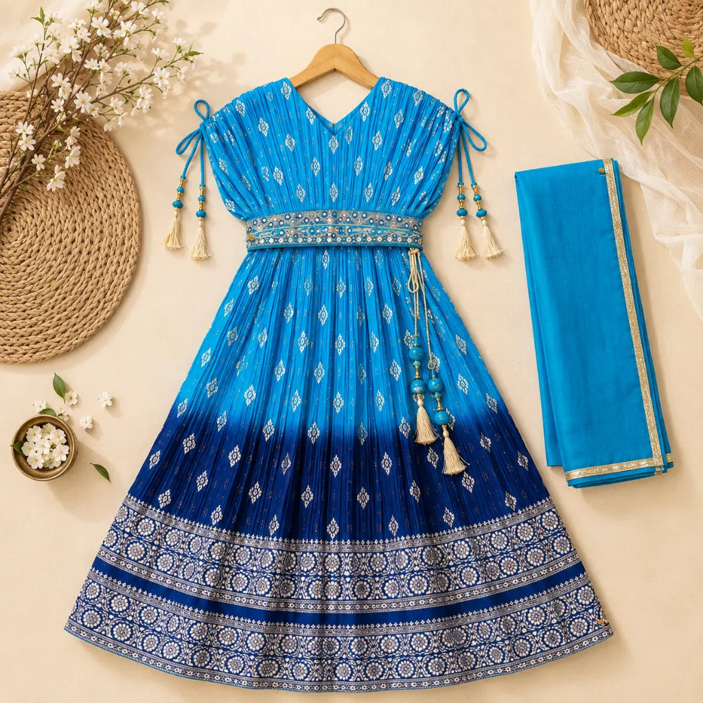 Turquoise Girls Lehenga Choli
