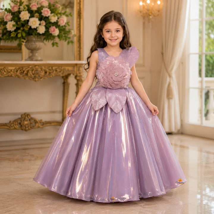 Brown & Purple Party Gown for Girls