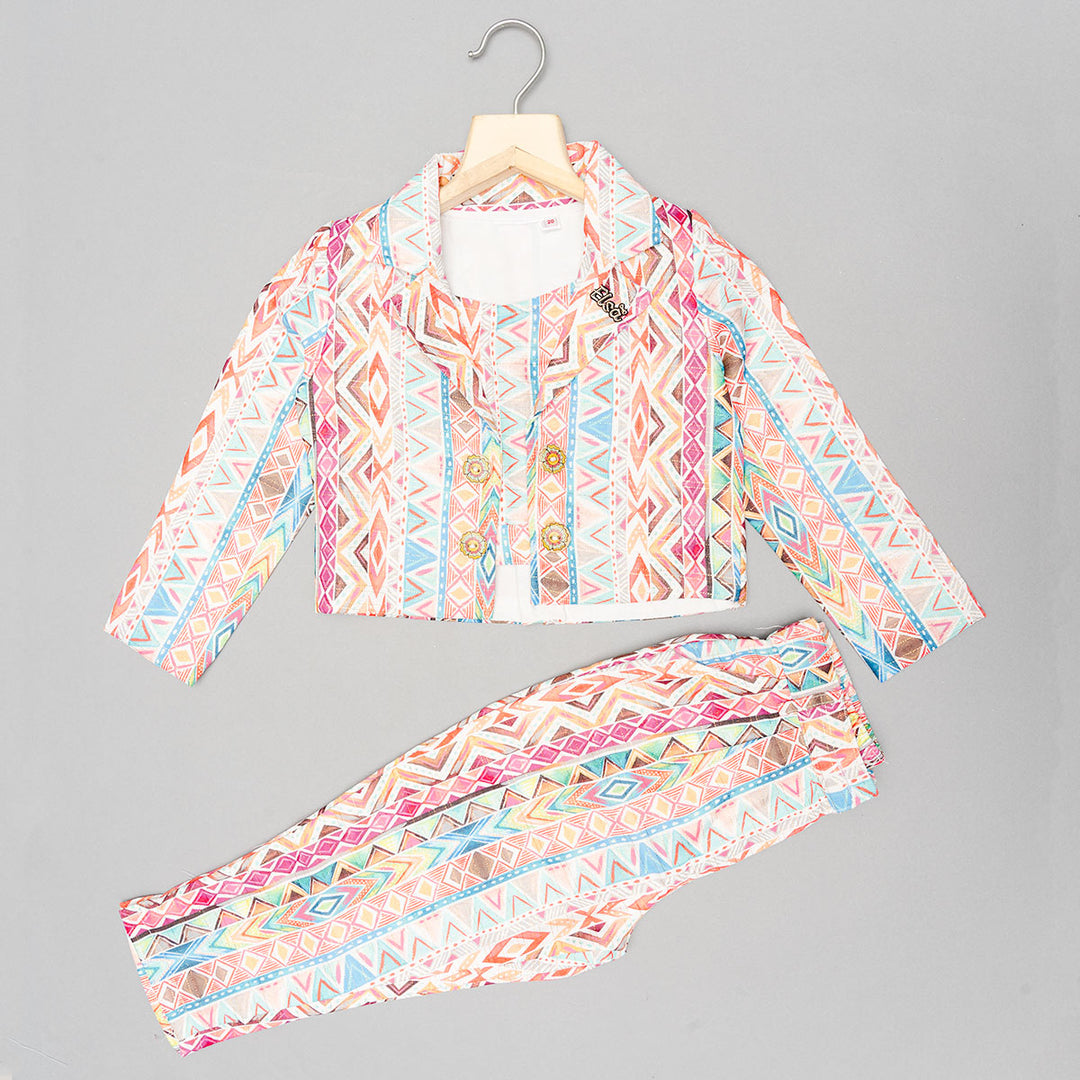Multi Printed Co-Ord Set for Kids Front 