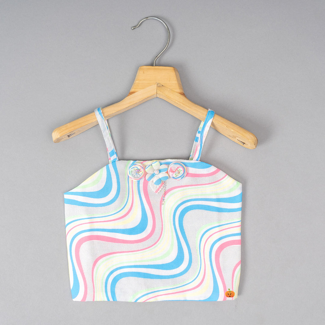 Wavy Stripes Pattern Girls Co-ord Set