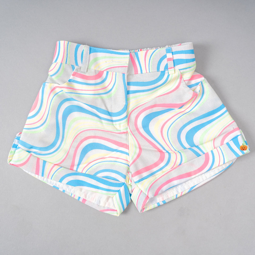 Wavy Stripes Pattern Girls Co-ord Set