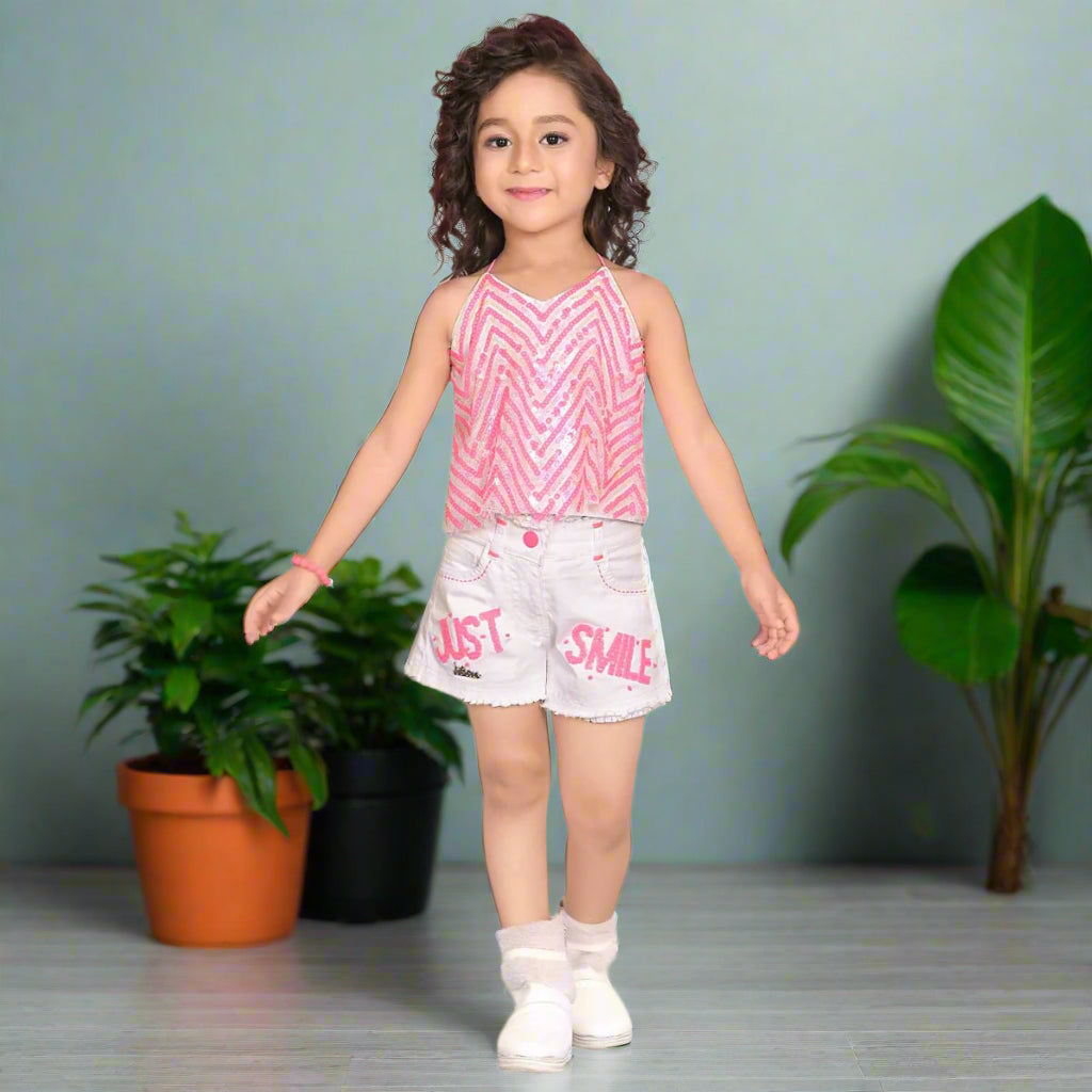 Sparkle & Smile Pink Co-ord Set for Girls