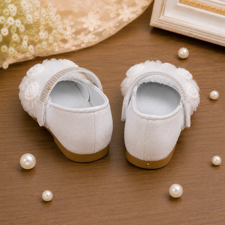 White Flower Embellished Bellies for Girls
