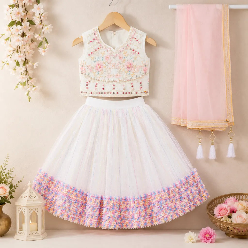 White Lehenga Choli for Girls