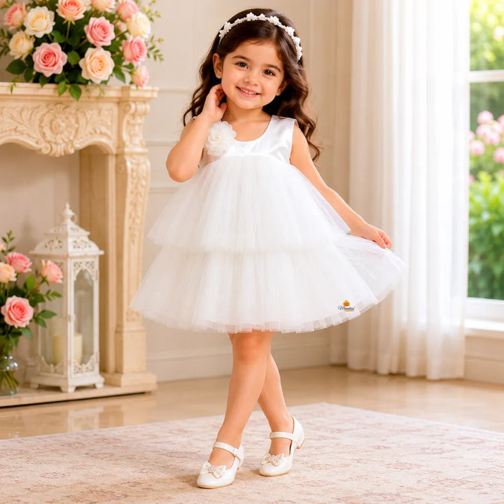 White Net Frock for Girls