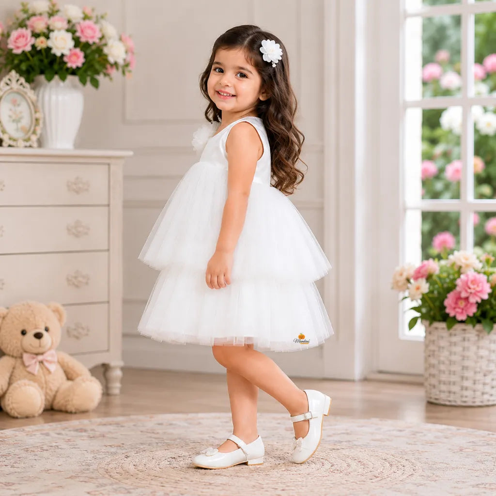 White Net Frock for Girls