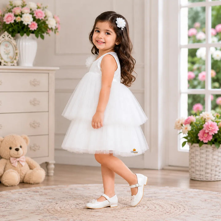 White Net Frock for Girls
