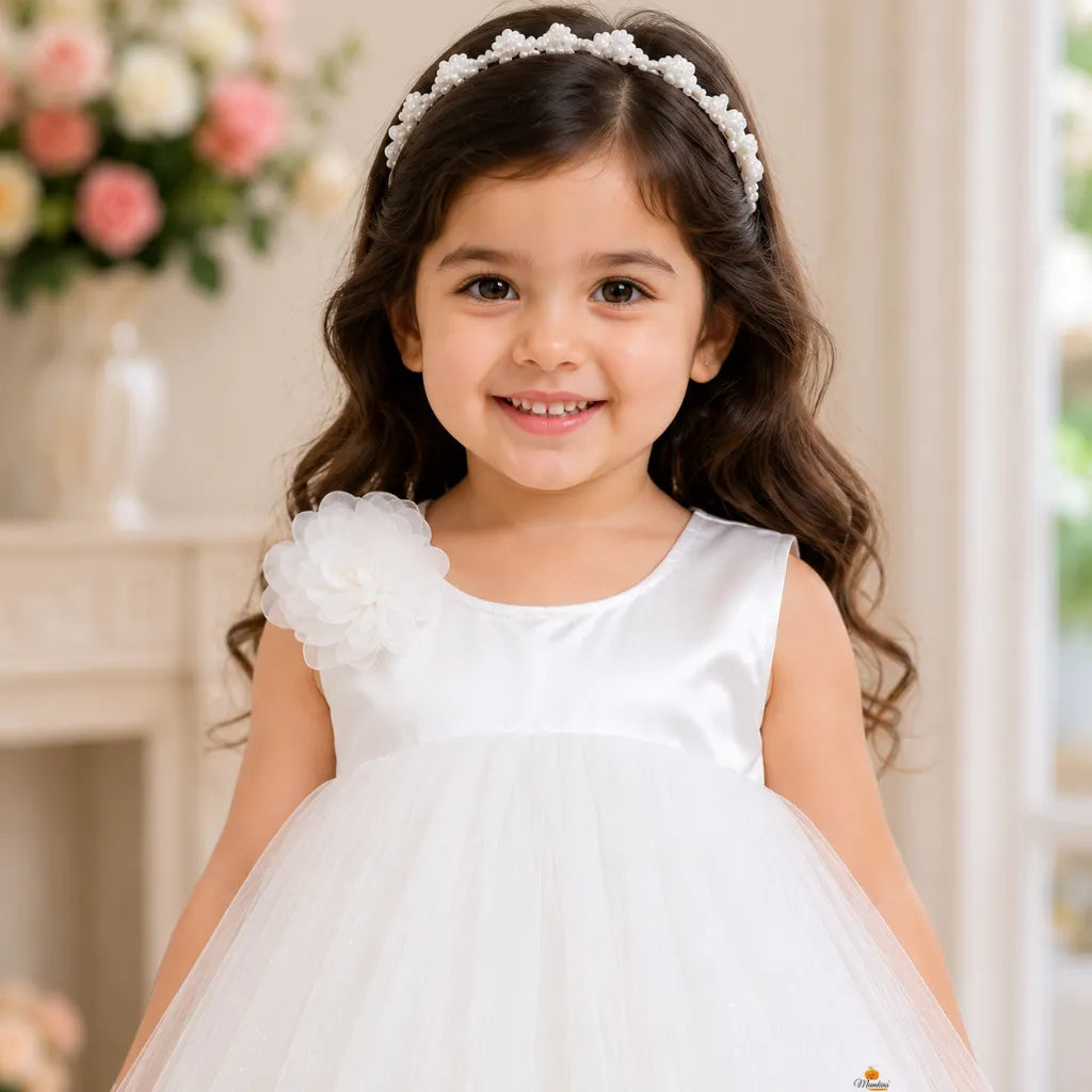 White Net Frock for Girls