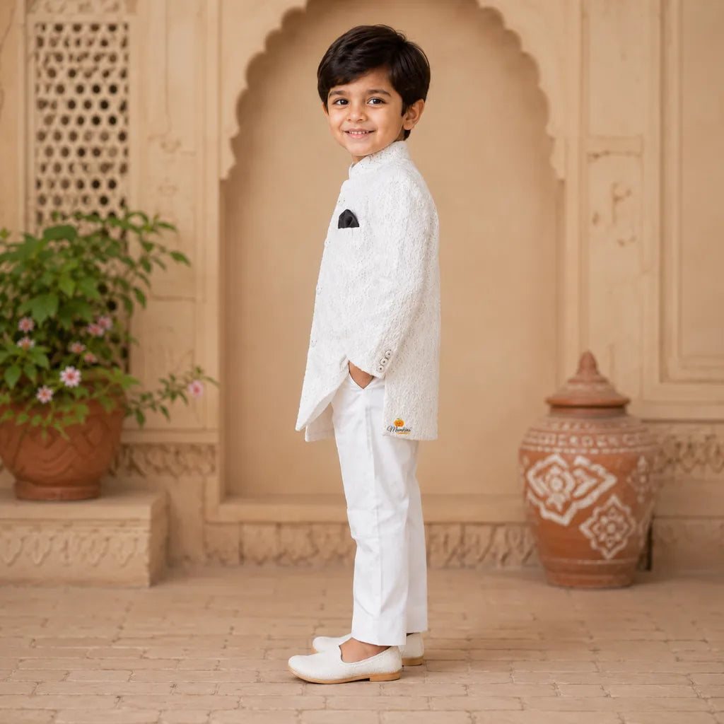 White Regal Jodhpuri Suit for Boys