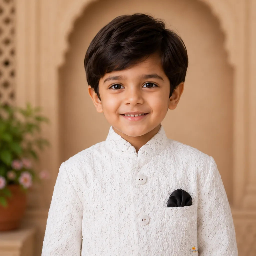 White Regal Jodhpuri Suit for Boys