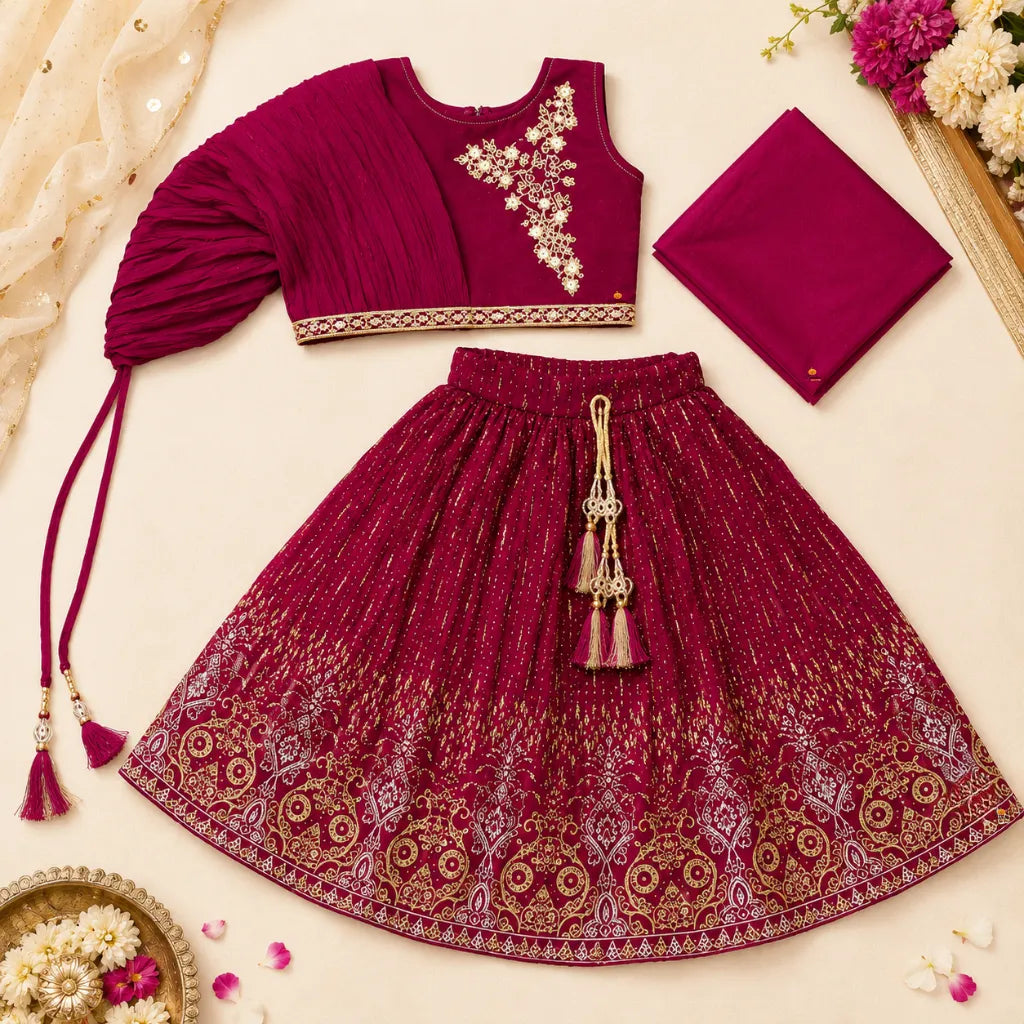 Wine Lehenga Choli for Girls