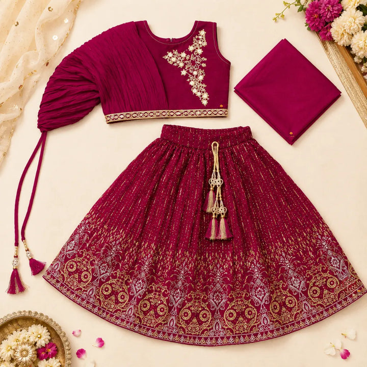 Wine Lehenga Choli for Girls