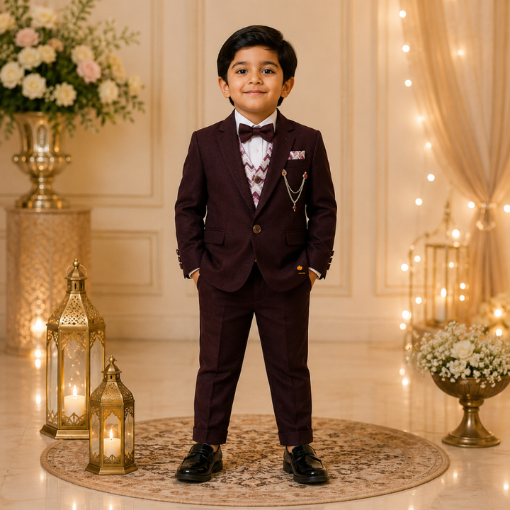 Wine Tuxedo for Boys with Bow
