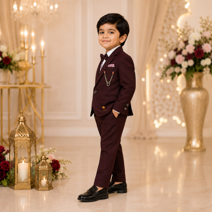 Wine Tuxedo for Boys with Bow