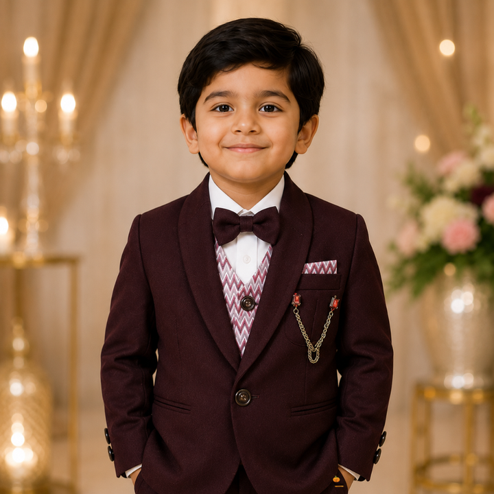 Wine Tuxedo for Boys with Bow