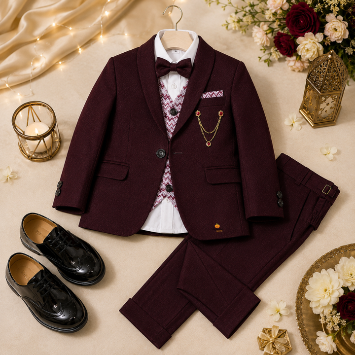 Wine Tuxedo for Boys with Bow