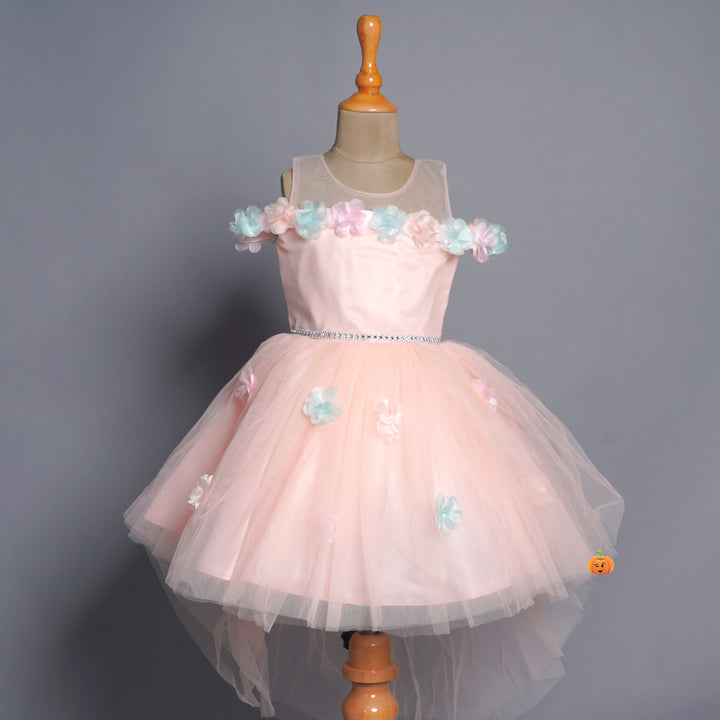 Designer Kids Frock With Flower Pattern